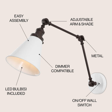 Rover 7" Adjustable Arm Metal LED Wall Sconce
